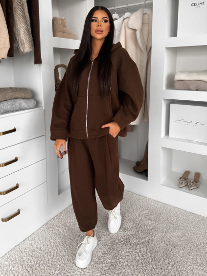 Hnedé bavlnené pohodlné tepláky MOTION