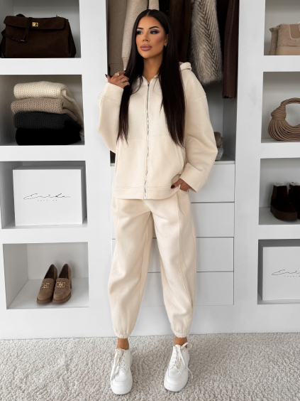 Krémová bavlněná pohodlná oversize mikina SILKY (Veľkosť ONESIZE)