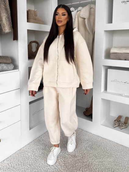 Krémové bavlnené pohodlné tepláky MOTION