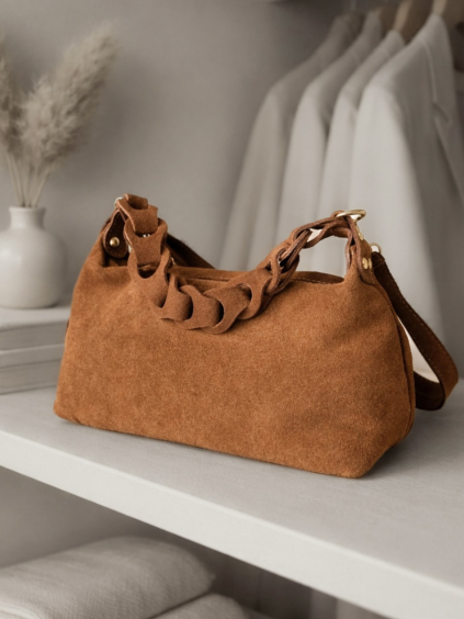 Hnedá semišová mini kabelka HASELVI