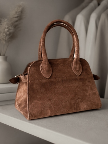 Hnedá semišová štýlová kabelka TEVRION