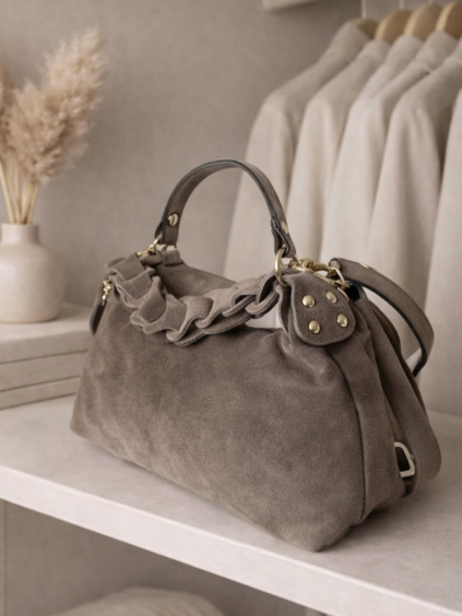 Béžová kožená broušená mini kabelka HASELVI (Veľkosť ONESIZE)