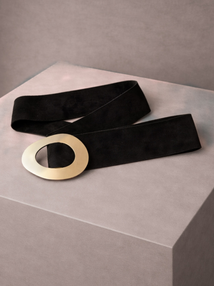Čierny široký semišový opasok XELMINA