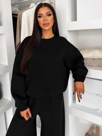 Černá bavlněná zateplená oversize mikina LOFARI (Veľkosť ONESIZE)