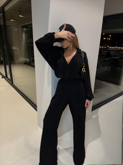 Čierny luxusný dlhý overal VELIANO