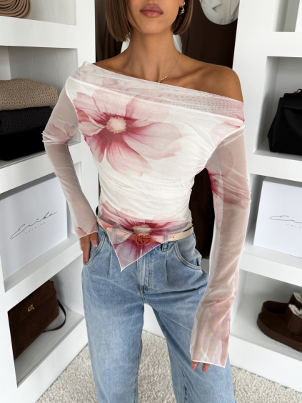 Bílý elegantní top ONDRALIS (Veľkosť ONESIZE)