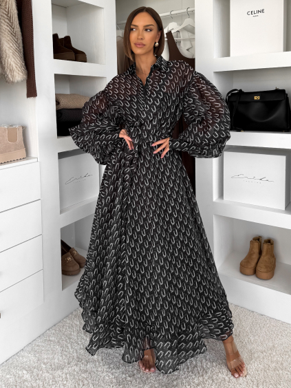 Černé dlouhé maxi dlouhé šaty THEORY (Veľkosť M/L)