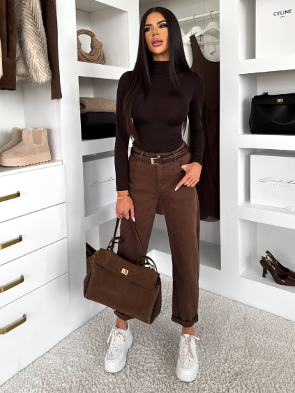 Hnedé pohodlné mom džínsy ROVENT