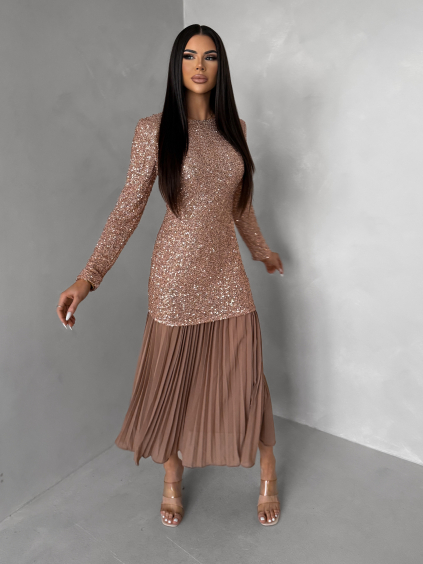 Staroružové spoločenské dlhé trblietavé šaty TARGET