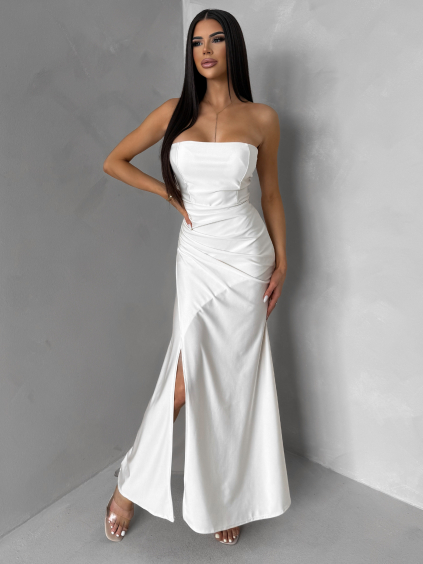 Krémové tvarujúce korzetové šaty ESLIRA bez ramienok