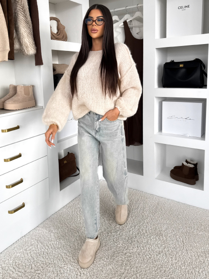 Krémový stylový oversize svetr RHYTHM (Veľkosť ONESIZE)