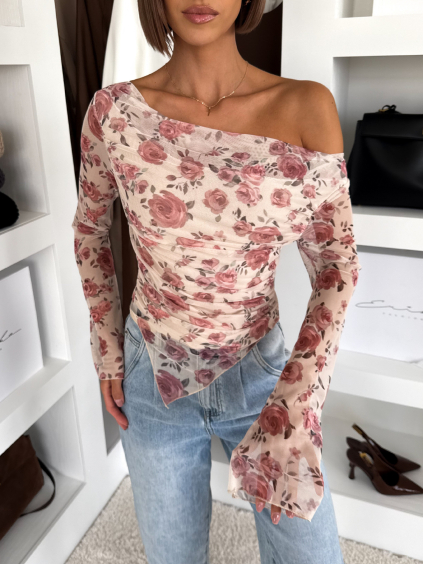 Květinový elegantní top ONDRALIS (Veľkosť ONESIZE)