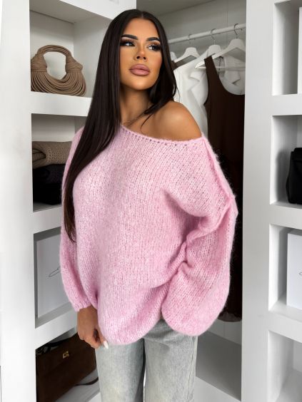 Růžový oversize svetr RHYTHM (Veľkosť ONESIZE)