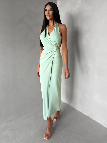 Světle zelené dlouhé elegantní šaty KALIXA (Veľkosť ONESIZE)