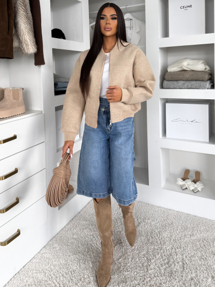 Modré džínsové štýlové dlhé kraťasy QUANIT