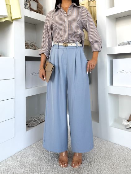 Modré elegantní široké volné kalhoty CULTRA (Veľkosť L)
