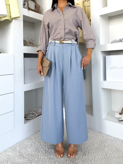Modré elegantné široké voľné nohavice CULTRA