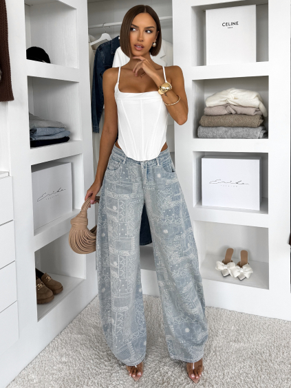 Modré široké stylové baggy džíny JORDAX (Veľkosť L)