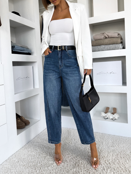 Modré široké mom džíny UNDARY (Veľkosť L)