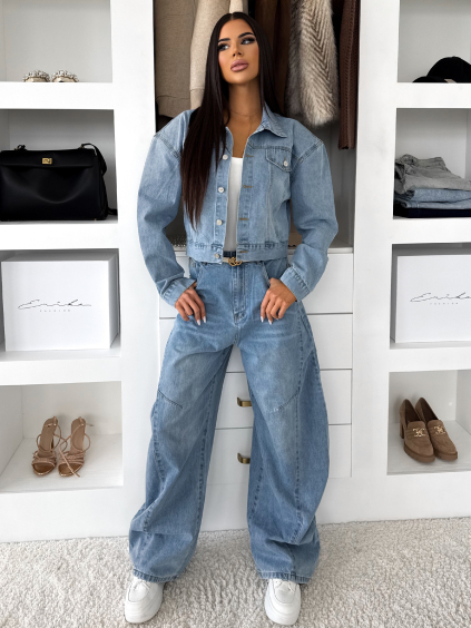 Modrý džínsový štýlový komplet WISDOM