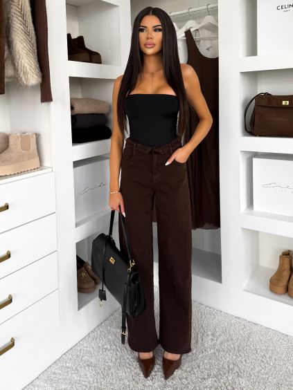142332 tmave hnede wide leg dziny cevora