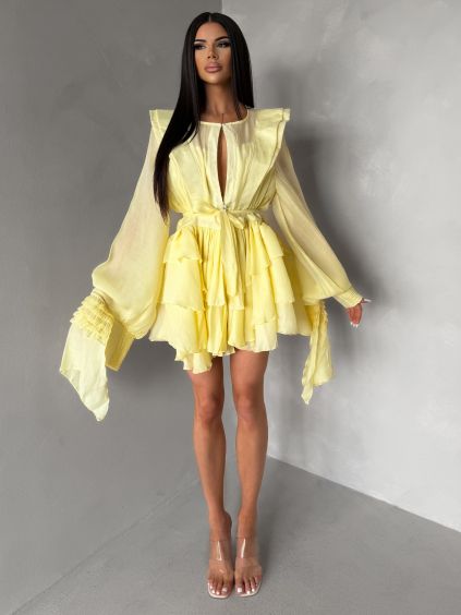 Žluté elegantní koktejlové šaty DIVINE (Veľkosť ONESIZE)