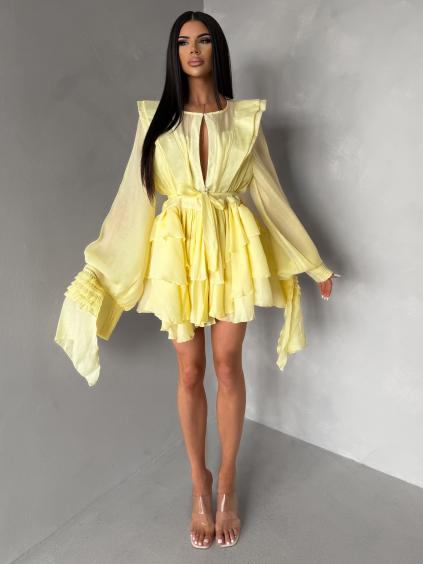 Žluté elegantní koktejlové šaty DIVINE (Veľkosť ONESIZE)
