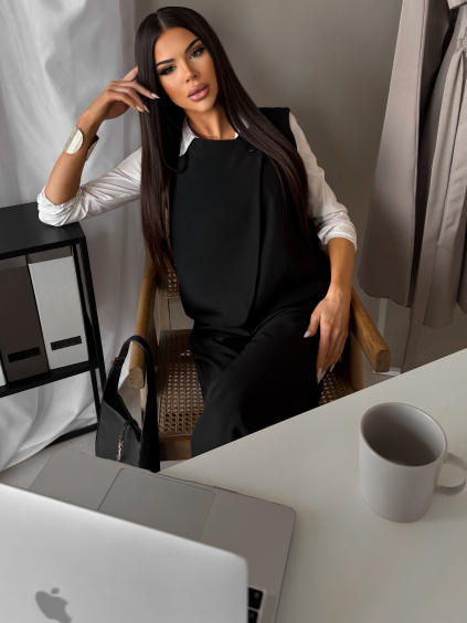 Čierna elegantná vestička top XANTOR na gombík (Veľkosť ONESIZE)