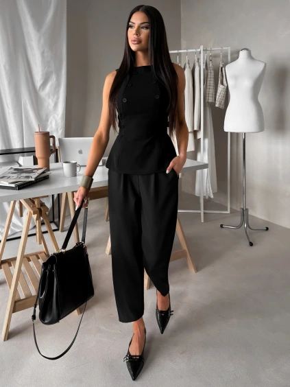 Černé elegantní široké balónové kalhoty DOVELY (Veľkosť ONESIZE)