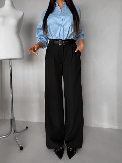 Čierne elegantné široké nohavice OMNIRA (Veľkosť ONESIZE)