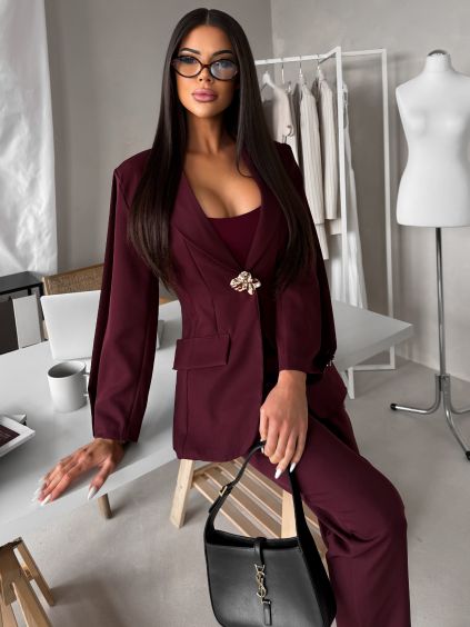 Vínový kalhotový kostýmek ZORVATO (Veľkosť ONESIZE)