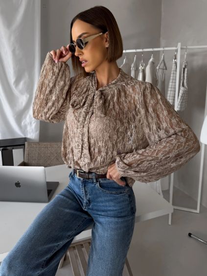 Béžový krajkový top ISMERA (Veľkosť ONESIZE)