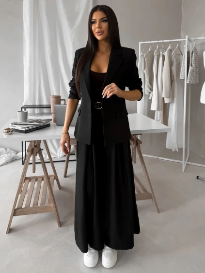 Čierne štýlové široké nohavice FELYRY (Veľkosť ONESIZE)