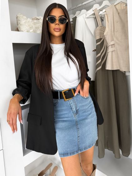 Modrá džínová krátká mini sukně LUSTRIA s páskem (Veľkosť L)