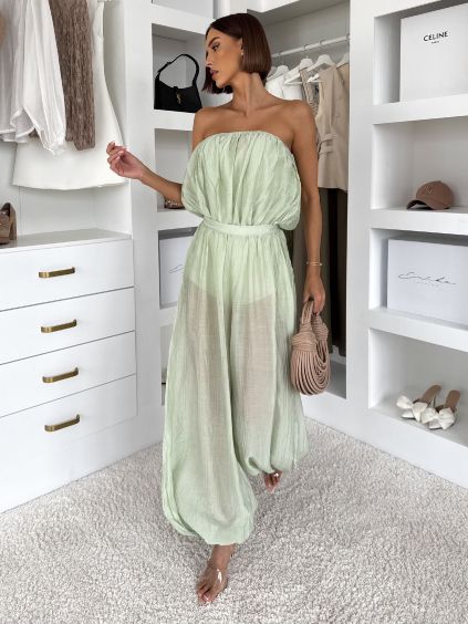 Zelený kalhotový komplet BELVANY s body (Veľkosť M/L)