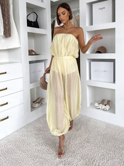 Žlutý kalhotový komplet BELVANY s body (Veľkosť M/L)