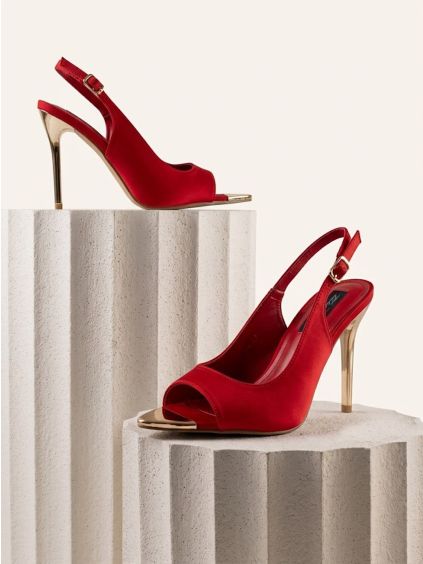 Červené lodičky na podpatku LUNEXA (Veľkosť 36)