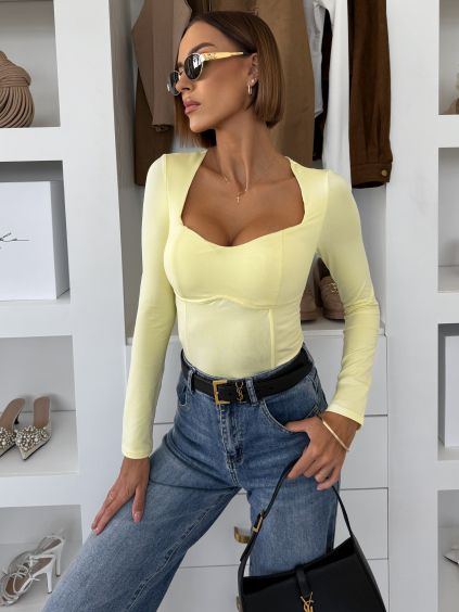 Žlté korzetové tričko RIVANZA s výstrihom (Veľkosť M/L)