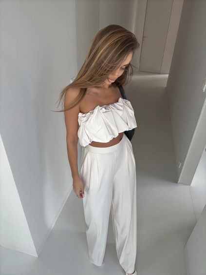 Bílý elegantní komplet SABLE s topem (Veľkosť ONESIZE)