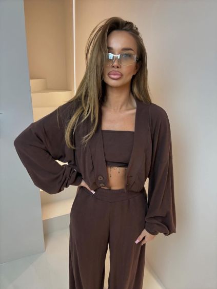 Tmavě hnědý stylový luxusní komplet COMFRA (Veľkosť ONESIZE)