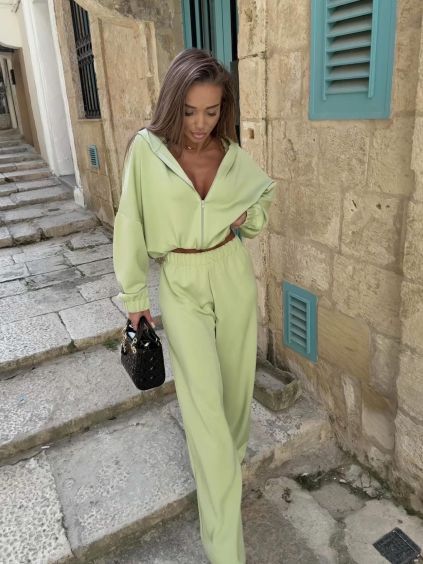 Zelená stylová tepláková luxusní souprava LIMEA (Veľkosť ONESIZE)