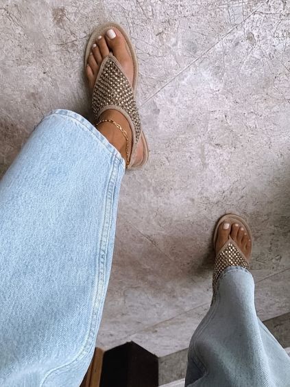 Béžové elegantné nazúvacie sandále RIVENO (Veľkosť 36)