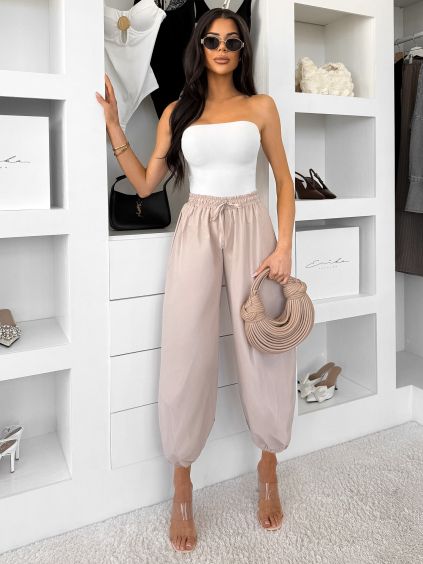 Béžové pohodlné široké nohavice ZALUD (Veľkosť ONESIZE)