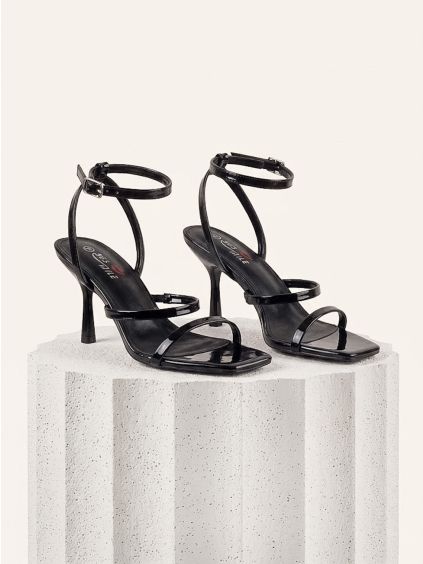 Černé páskové boty na podpatku ELZEN (Veľkosť 36)