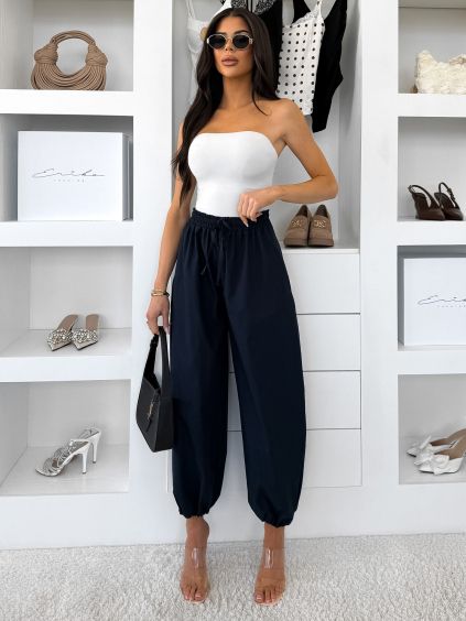 Tmavě modré balónové široké kalhoty ZALUD (Veľkosť ONESIZE)