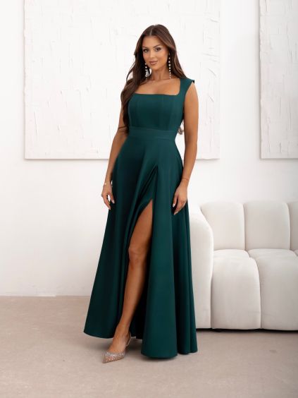 Smaragdové elegantné dlhé šaty CALIRA (Veľkosť L)