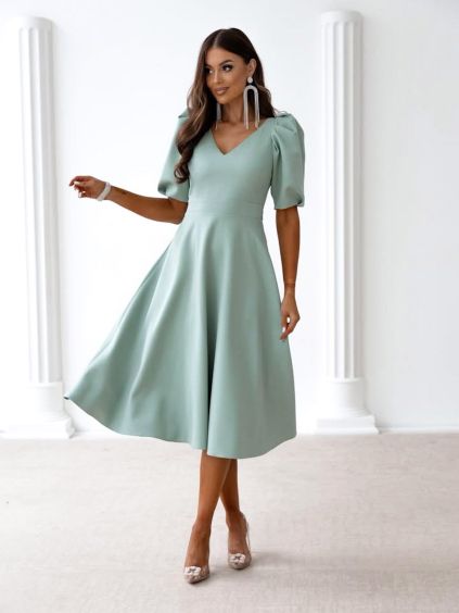 Mintové elegantné midi šaty ORLAYA (Veľkosť L)