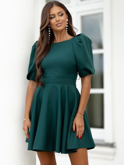 Smaragdové elegantní krátké šaty SAVIRA (Veľkosť L)