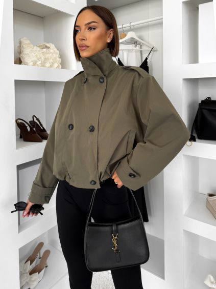 Khaki krátký trenčkot kabátek MYNTRA (Veľkosť ONESIZE)