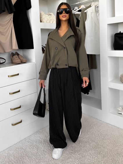 Khaki krátký trenčkot kabátek MYNTRA (Veľkosť ONESIZE)